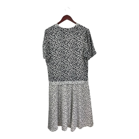 Vintage Navy and White Reverse Printed Drop Waist Short Sleeve Midi Dress - Picture 3 of 6